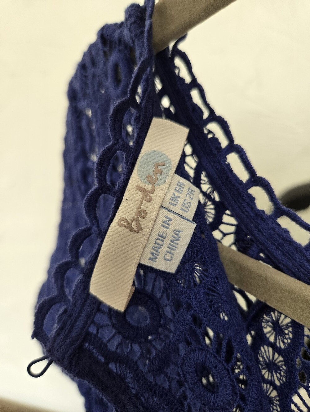 Boden Crochet Lace Cobalt Blue Short Sleeve Midi Althea Dress, 2 - Picture 9 of 11